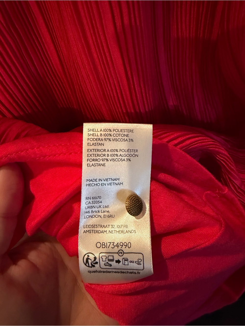 NWT By Anthropologie Cap Sleeve Plisse Fuchsia Mini Dress L - Picture 6 of 9